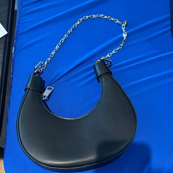 Topshop Black Shoulder Bag with Silver Chain - Picture 1 of 1